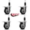 Service Caster 4'' Black Poly Swivel 1-1/4'' Expanding Stem Caster Set Total Lock Brake, 4PK SCC-EXTTL20S414-PPUB-BLK-114-4 - alternate 4